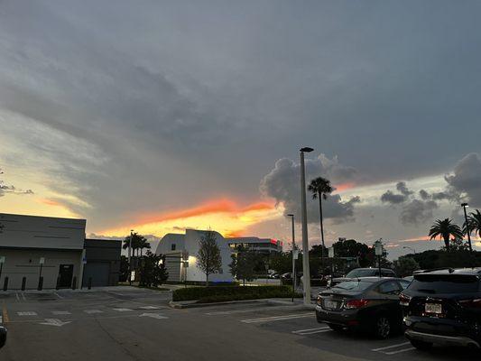 Beautiful sunset exiting the restaurant