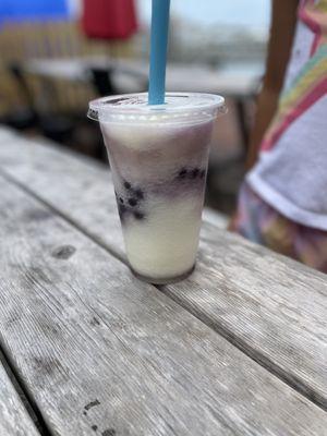 Frozen lemonade with blueberry boba