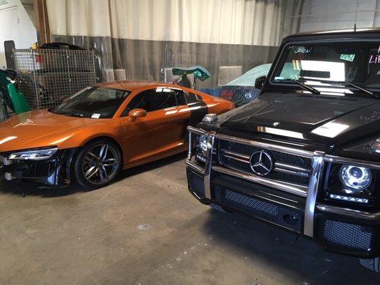 Audi R8 and G63 AMG in for repairs