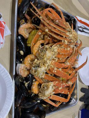 All you can eat crab legs shrimp and mussels on our first order