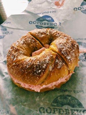 French toast bagel with strawberry cream cheese -- perfection.