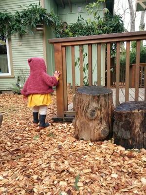 Cute outdoor play space with natural materials.