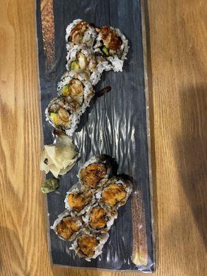 Shrimp Tempura roll and Sweet Potato Roll