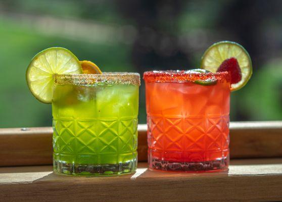 Two new friends you'll enjoy meeting.  Verde Margarita and Strawberry Margarita.