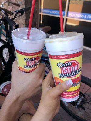 Yum! Peanut Butter smoothie and chocolate/vanilla smoothie. So good