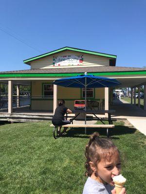 Tons of outdoor seating at Dune Dippity.