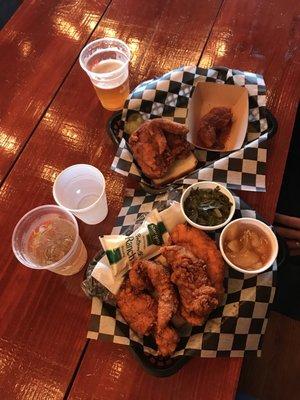 Best Nashville Hot Chicken in town. Medium kicked my butt, guy behind the counter let me try the XX Hot. OH MY GOD! Sooo hot, really good!