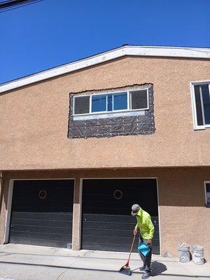 Build up of window for new kitchen with new nail fin vinyl windows Seal Beach, CA - outside view.