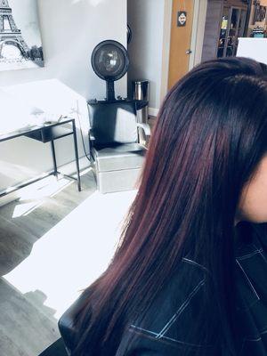 Violet balayage and haircuts