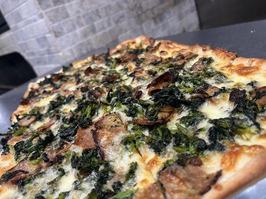 Broccoli rabe
, and sausage square pizza