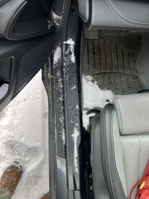 A snow drift in the driver foot well!