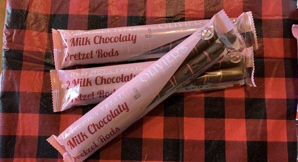 Chocolate covered pretzel rods