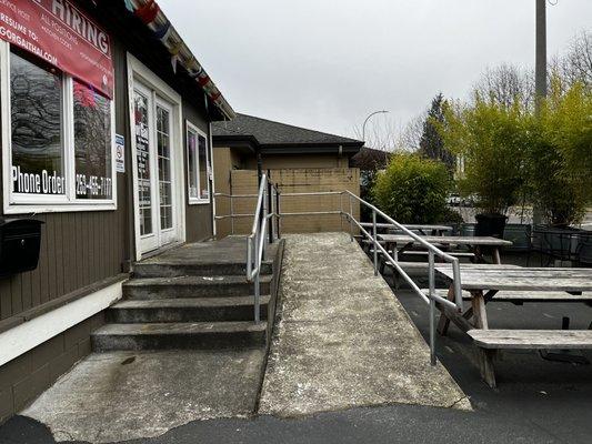 Entrance and outdoor seating