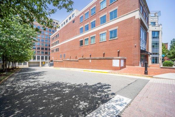 Entrance to free parking garage