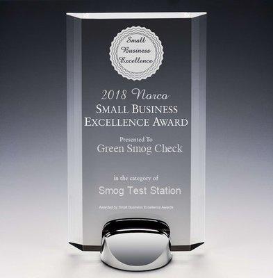 smog check services excellence award - 2018