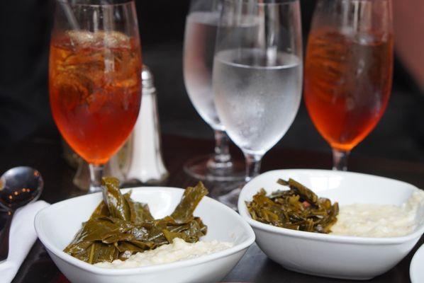 Collards with Ham, grits