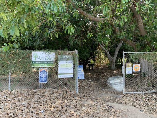 One of the many entrances to the Fullerton Arboretum