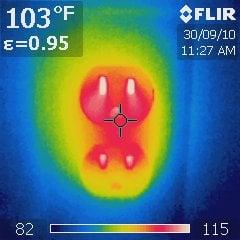 Electrical overheating at receptacle detected by infrared thermography