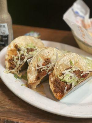 Mini Street Tacos from the Entree Taco Platter menu (I removed a whole bunch of shredded lettuce to see what was underneath).