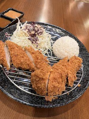 Pork Katsu Cabbage Salad White Rice