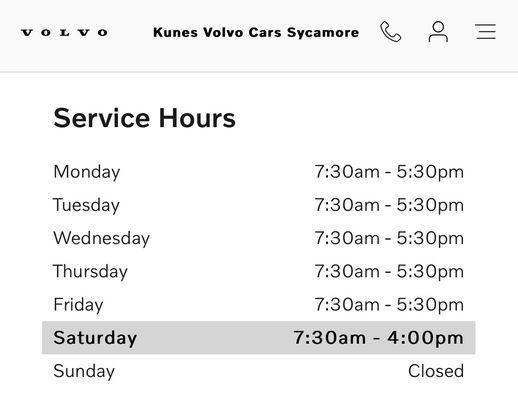 Service hours per their website that they don't honor.