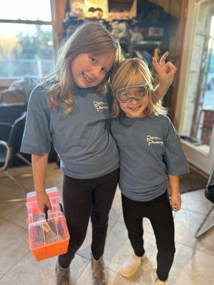 Daughters of the owners in Paris plumbing shirts :)