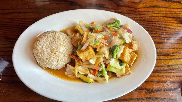 Vegetable stir fry with Tofu.