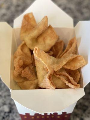 Crispy decent wontons but VERY skimpy on the filling...$9.99 price tag don't fit the filling!