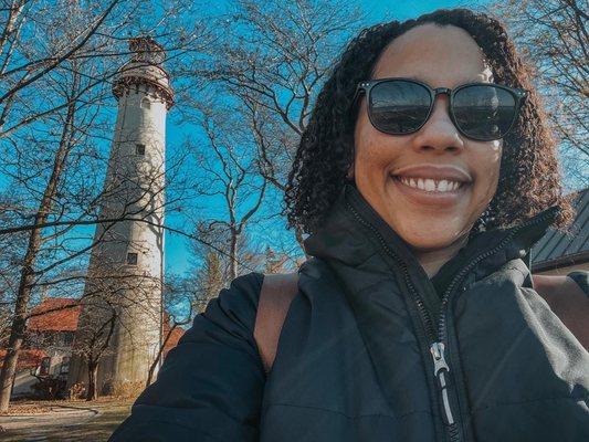 Picture of me in front of Grosse Point Lighthouse in Evanston, Illinois.