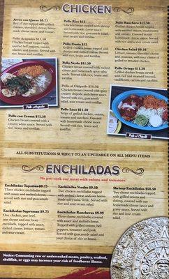 Chicken & Enchiladas Specials