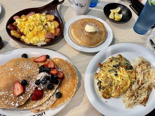 Stuffed Blueberry Pancakes, Veggie Omelet, and the German Skillet