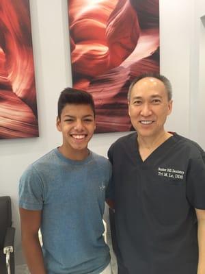 Our son Ismael & Dr. Lee after getting fitted for his braces.