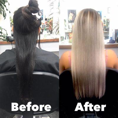 Jet black to ash blonde, starting at $50. You must book an appointment for this service by calling (209) 951-3456, during business hours.