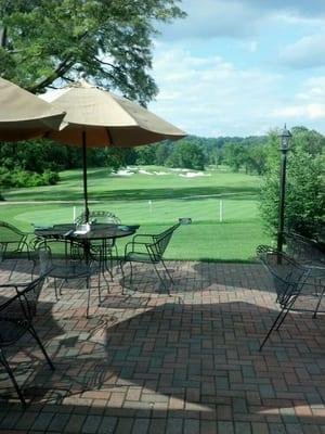 Outside seating on the course.