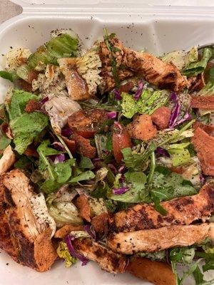 Fattoush salad with grilled chicken breast