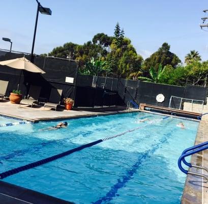 The outdoor pool is great for lap swimming on a beautiful day!