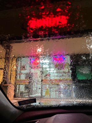 Restaurant front during rain lol