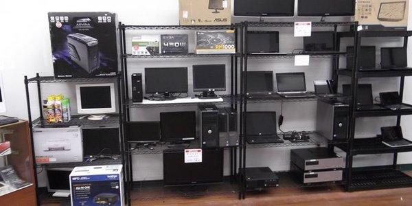 Computer shelf of new and used computers