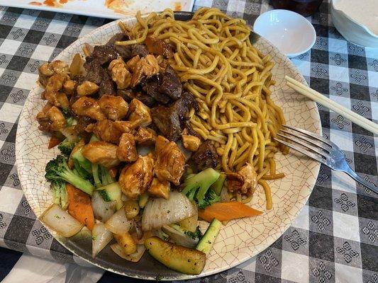 NY Chicken and Steak with Lo Mein