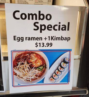 Menu - Combo Special Egg Ramen + Kimbap