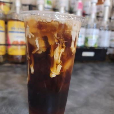 Iced coffee with cream