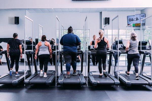 Our HIIT classes feature treadmills to provide members w/ intervals of cardio. Safety measures are in place to ensure of cleanliness.