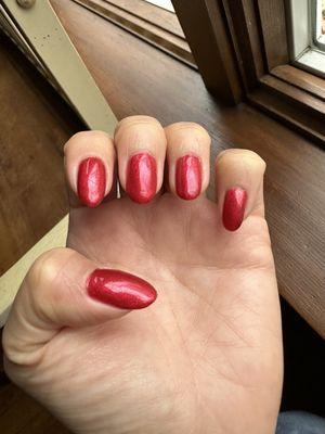 Gel manicure $35 - polish near cuticles is a little crooked