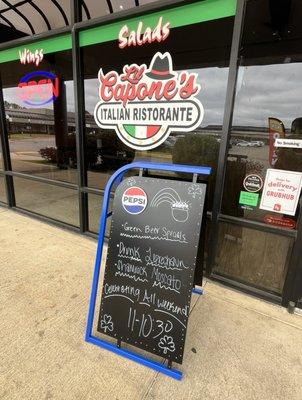 Specials board & outside signage