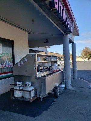 Taco stand outside the market.