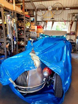 Storing my Oilzum Roadster at Northridge Auto Wrecking . 1929 Ford