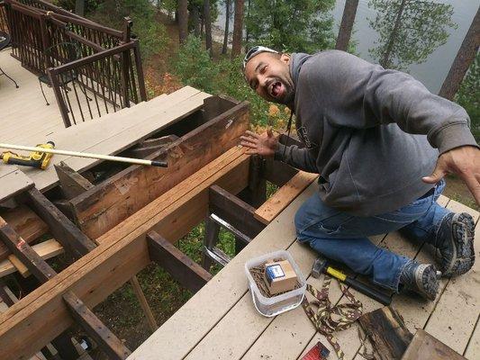 Replaced a rotted stud that keep lifting decking that was a tripping issue