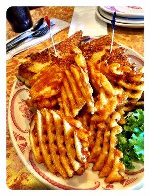 Parmesan Beef Sandwich with waffle Fries