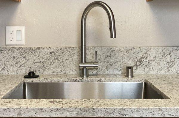 Faucet, Solid,  with recessed spray