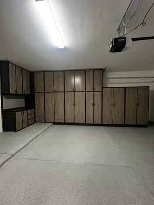 Floor to ceiling 2 tone garage cabinets, 30 inches deep!